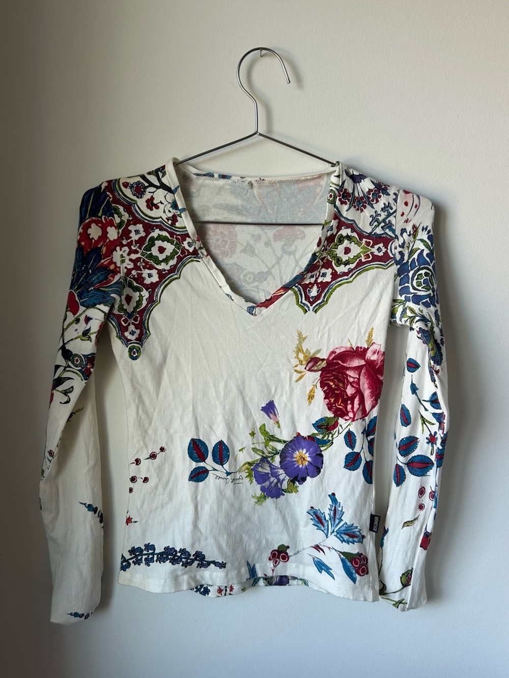 Just Cavalli floral v neck long sleeve shirt